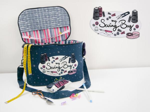 My Sewing Bag  by Käselotti Panel ca. 1,60 m Rosa, Dunkelblau